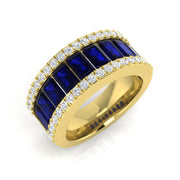 French Cut Blue Sapphire Diamond Eternity Ring in 10K/14K gold and platinum with certified lab-grown or natural diamonds