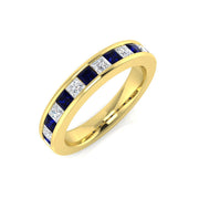 Blue Sapphire Half Eternity Ring in 10K/14K gold and platinum with certified lab-grown or natural diamonds