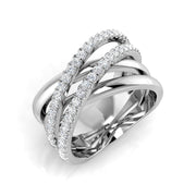 Stunning 0.50Ct Criss Cross Diamond Ring in 10K/14K gold and platinum with certified lab-grown or natural diamonds