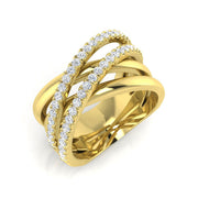 Stunning 0.50Ct Criss Cross Diamond Ring in 10K/14K gold and platinum with certified lab-grown or natural diamonds