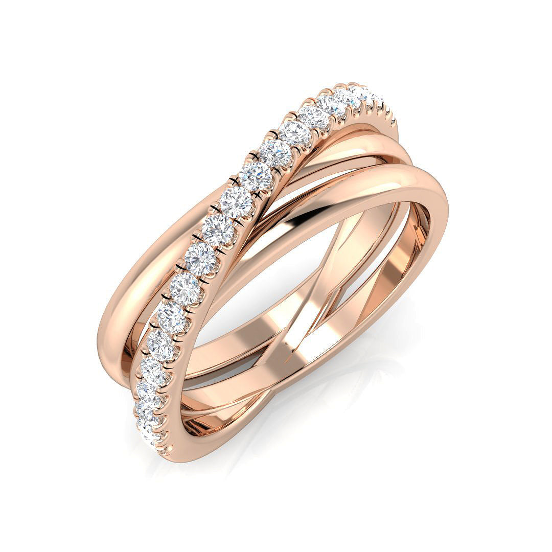 Elegant 0.30Ct Crossover Diamond Ring in 10K/14K gold and platinum with certified lab-grown or natural diamonds
