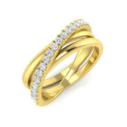 Elegant 0.30Ct Crossover Diamond Ring in 10K/14K gold and platinum with certified lab-grown or natural diamonds