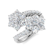 Round Fancy Cluster Diamond Ring 2ct in 10K/14K gold and platinum with certified lab-grown or natural diamonds