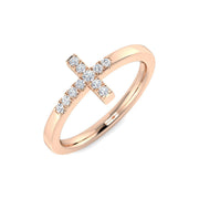 Elegant Diamond Cross Ring 0.10ct in 10K/14K gold and platinum with certified lab-grown or natural diamonds