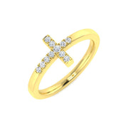 Elegant Diamond Cross Ring 0.10ct in 10K/14K gold and platinum with certified lab-grown or natural diamonds