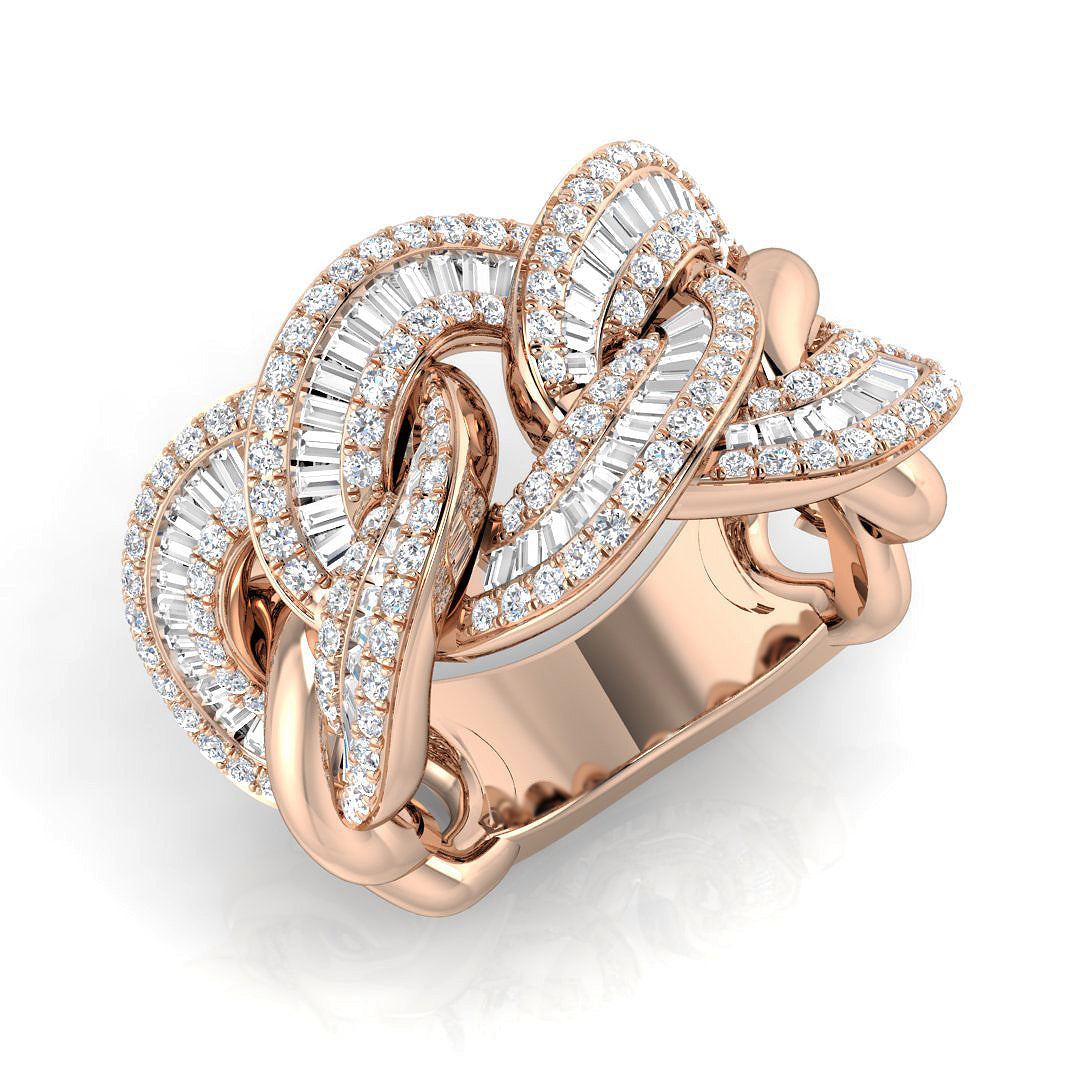 Lab-Grown Round & Baguette Diamond Fancy Ring in 10K/14K gold and platinum with certified lab-grown or natural diamonds