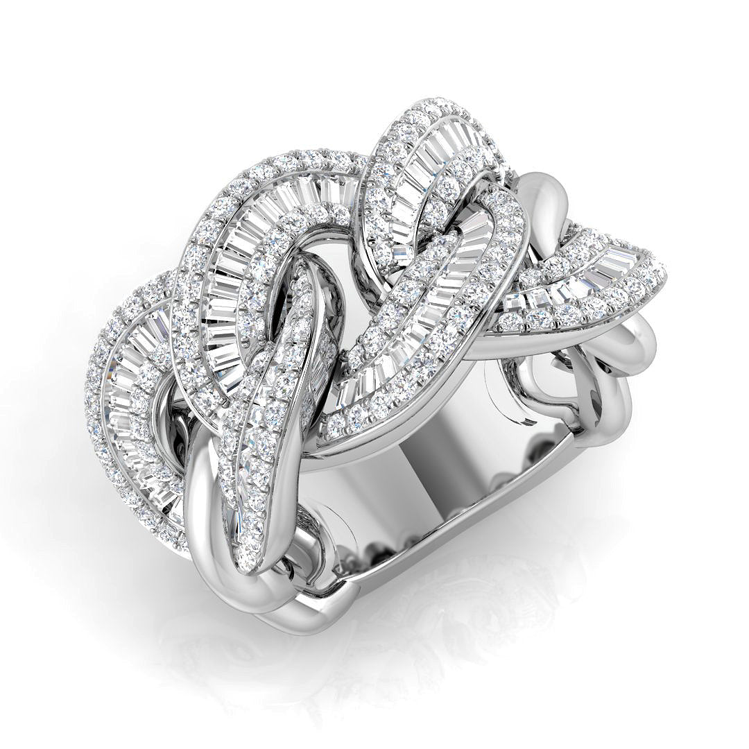 Lab-Grown Round & Baguette Diamond Fancy Ring in 10K/14K gold and platinum with certified lab-grown or natural diamonds