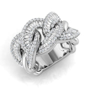 Lab-Grown Round & Baguette Diamond Fancy Ring in 10K/14K gold and platinum with certified lab-grown or natural diamonds