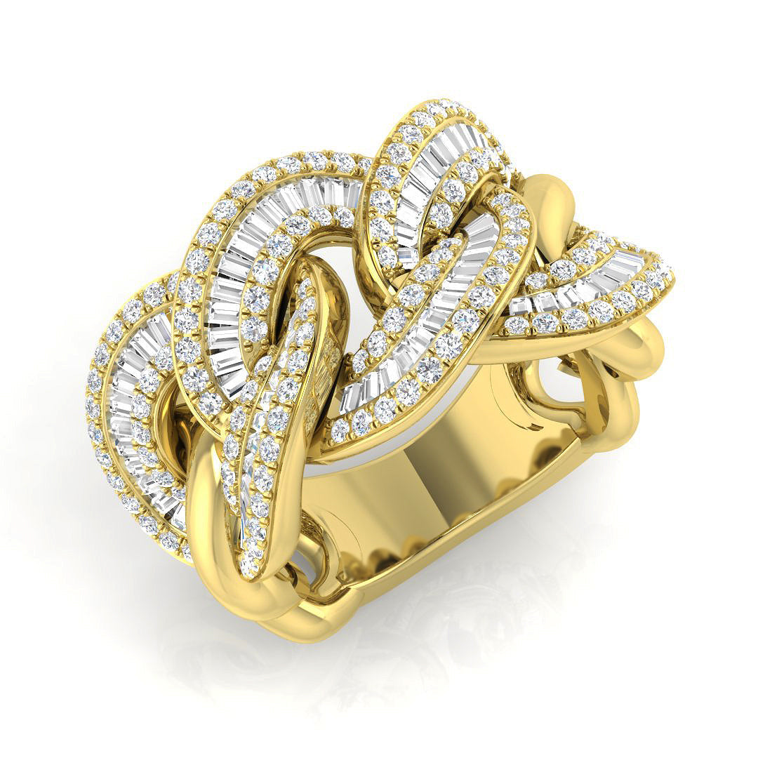 Lab-Grown Round & Baguette Diamond Fancy Ring in 10K/14K gold and platinum with certified lab-grown or natural diamonds