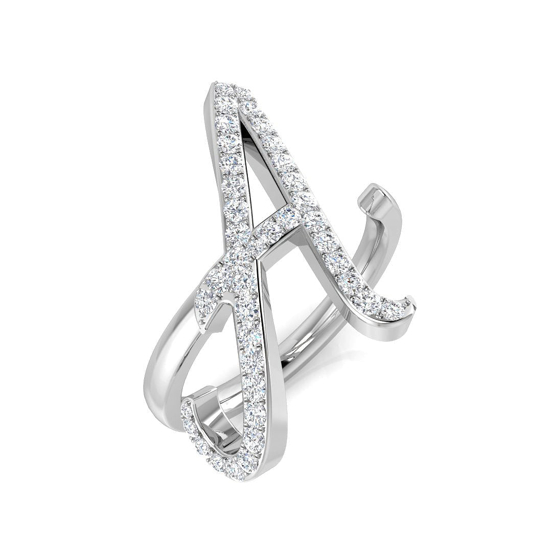 0.50ct Diamond Letter A Ring in UK Hallmarked in 10K/14K gold and platinum with certified lab-grown or natural diamonds