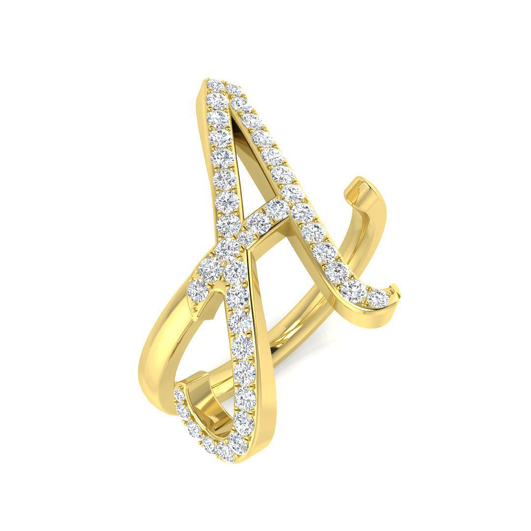 0.50ct Diamond Letter A Ring in UK Hallmarked in 10K/14K gold and platinum with certified lab-grown or natural diamonds