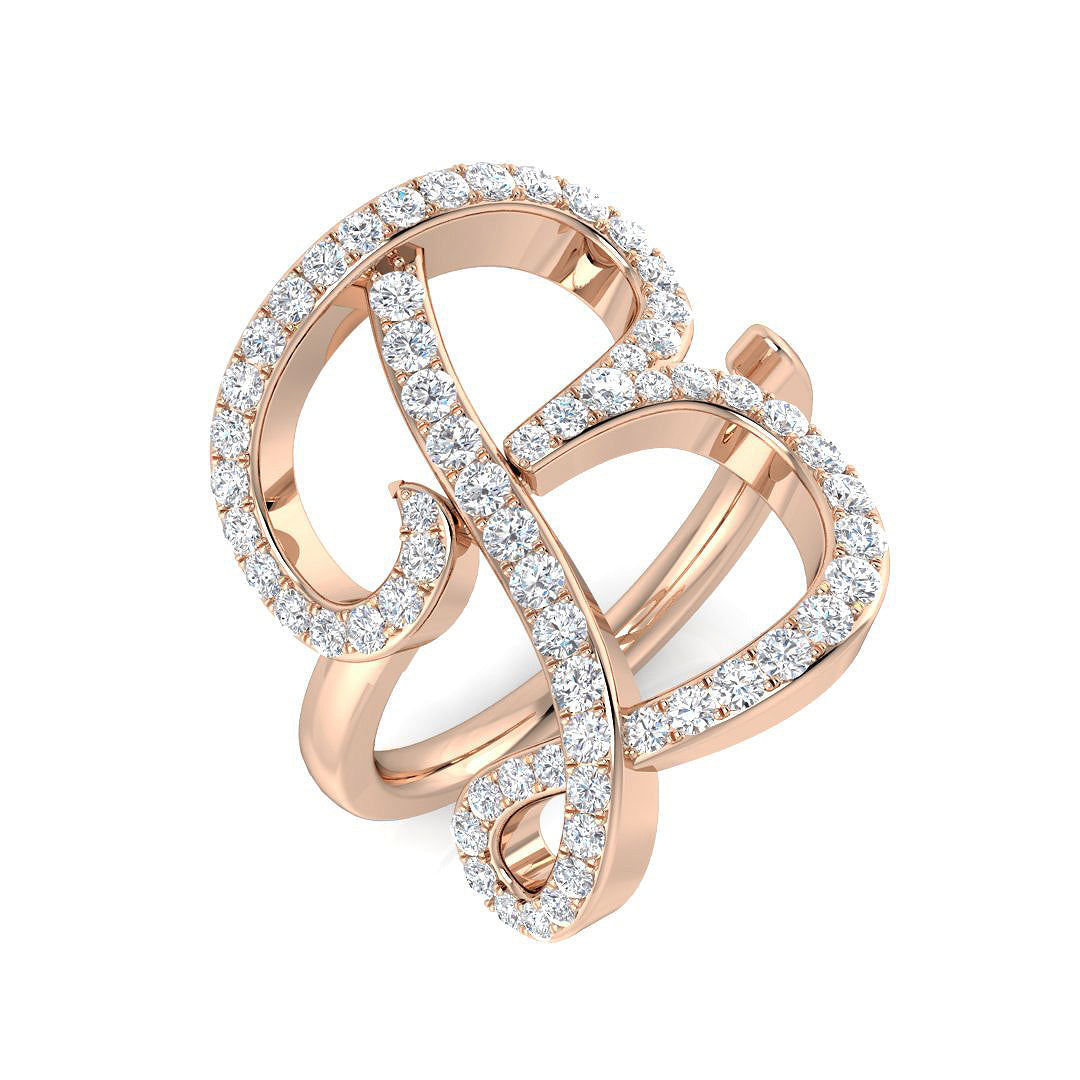 0.75ct Diamond Letter B Ring in UK Hallmarked in 10K/14K gold and platinum with certified lab-grown or natural diamonds