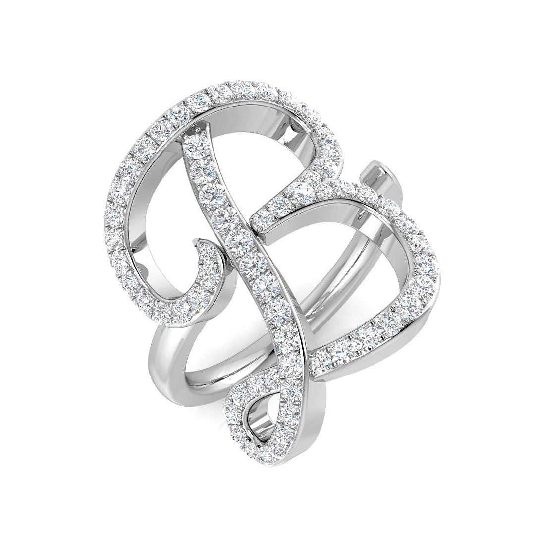 0.75ct Diamond Letter B Ring in UK Hallmarked in 10K/14K gold and platinum with certified lab-grown or natural diamonds