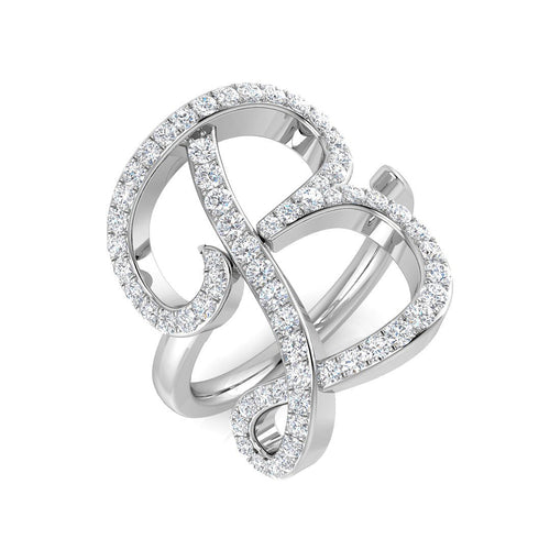 0.75ct Diamond Letter B Ring in UK Hallmarked in 10K/14K gold and platinum with certified lab-grown or natural diamonds