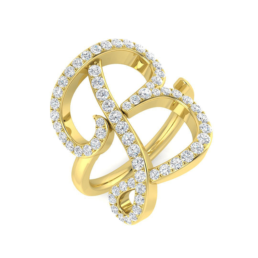 0.75ct Diamond Letter B Ring in UK Hallmarked in 10K/14K gold and platinum with certified lab-grown or natural diamonds