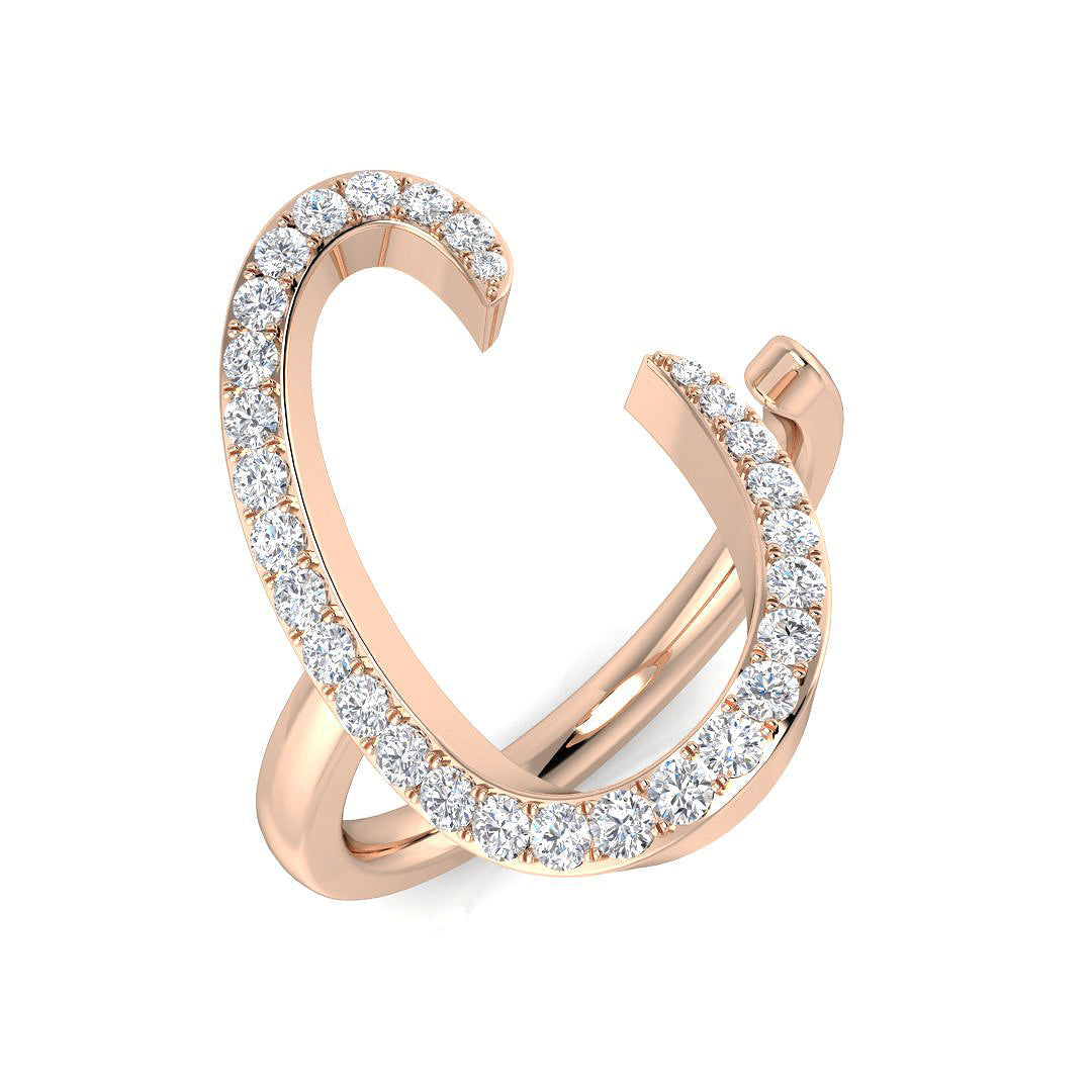 Luxury Diamond C Initial Ring 0.33ct in 10K/14K gold and platinum with certified lab-grown or natural diamonds