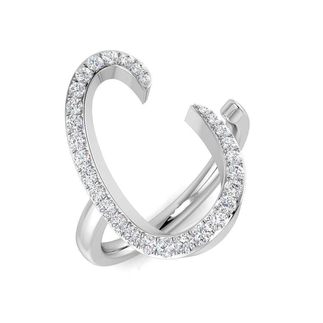 Luxury Diamond C Initial Ring 0.33ct in 10K/14K gold and platinum with certified lab-grown or natural diamonds
