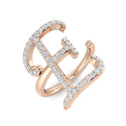 0.50ct Diamond Letter E Ring in UK Hallmarked in 10K/14K gold and platinum with certified lab-grown or natural diamonds