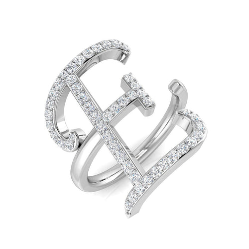 0.50ct Diamond Letter E Ring in UK Hallmarked in 10K/14K gold and platinum with certified lab-grown or natural diamonds