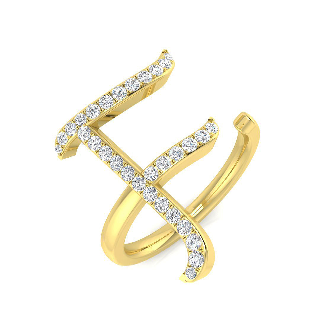 Elegant Diamond F Initial Ring 0.33ct in 10K/14K gold and platinum with certified lab-grown or natural diamonds