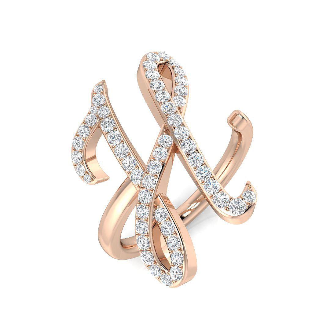 0.50ct Diamond Letter H Ring in UK Hallmarked in 10K/14K gold and platinum with certified lab-grown or natural diamonds