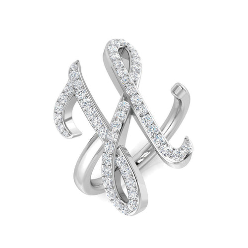 0.50ct Diamond Letter H Ring in UK Hallmarked in 10K/14K gold and platinum with certified lab-grown or natural diamonds