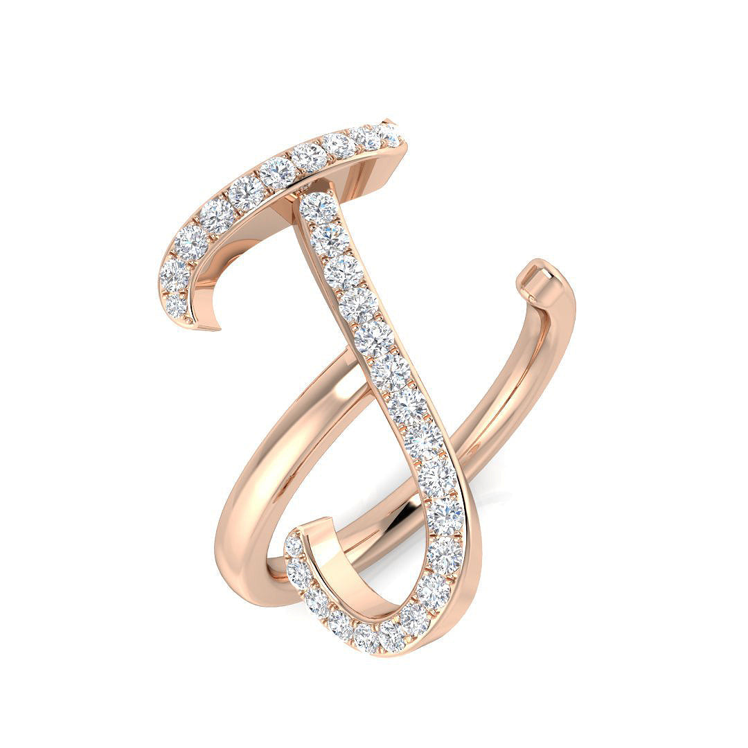 Personalised Diamond J Initial Ring 0.33ct in 10K/14K gold and platinum with certified lab-grown or natural diamonds