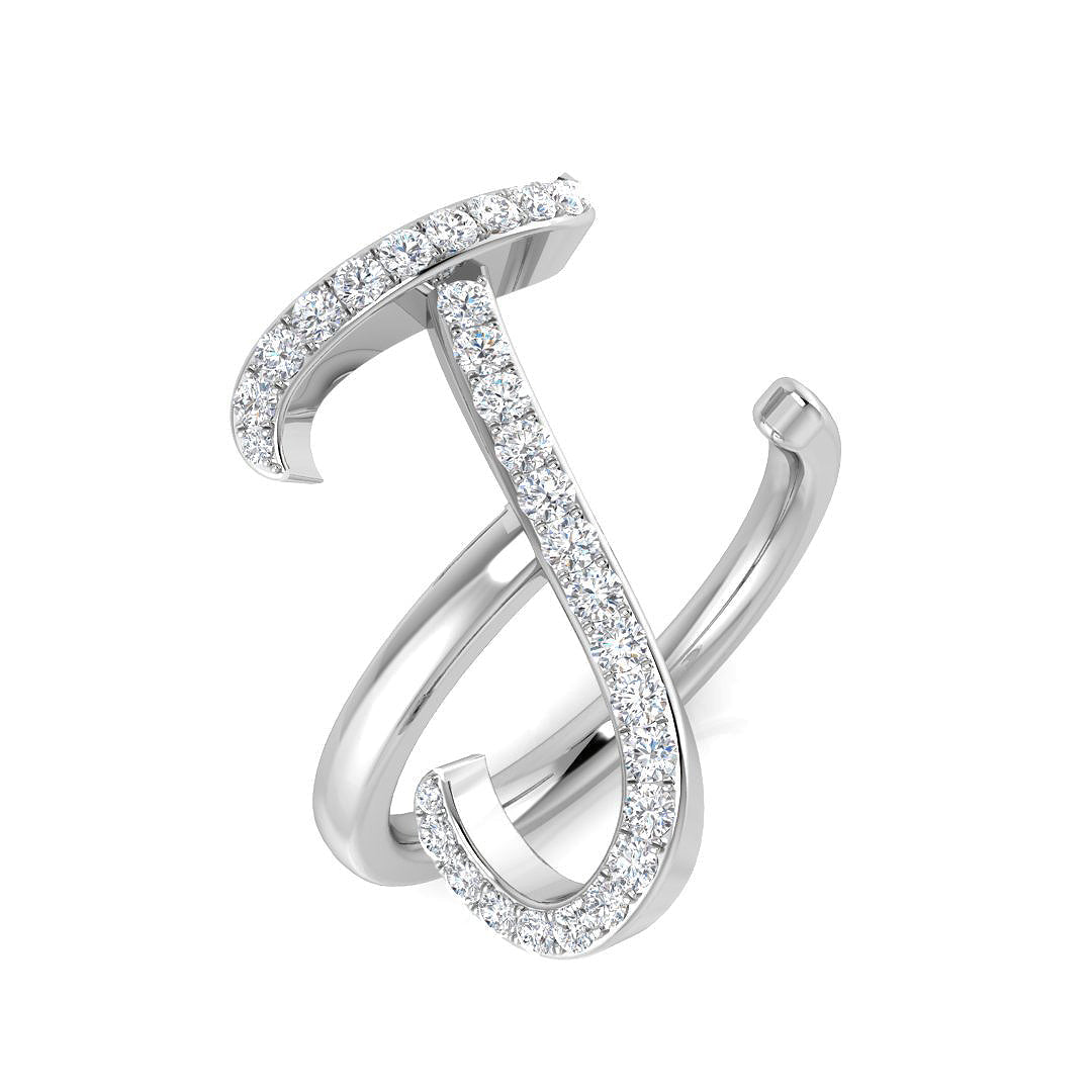 Personalised Diamond J Initial Ring 0.33ct in 10K/14K gold and platinum with certified lab-grown or natural diamonds