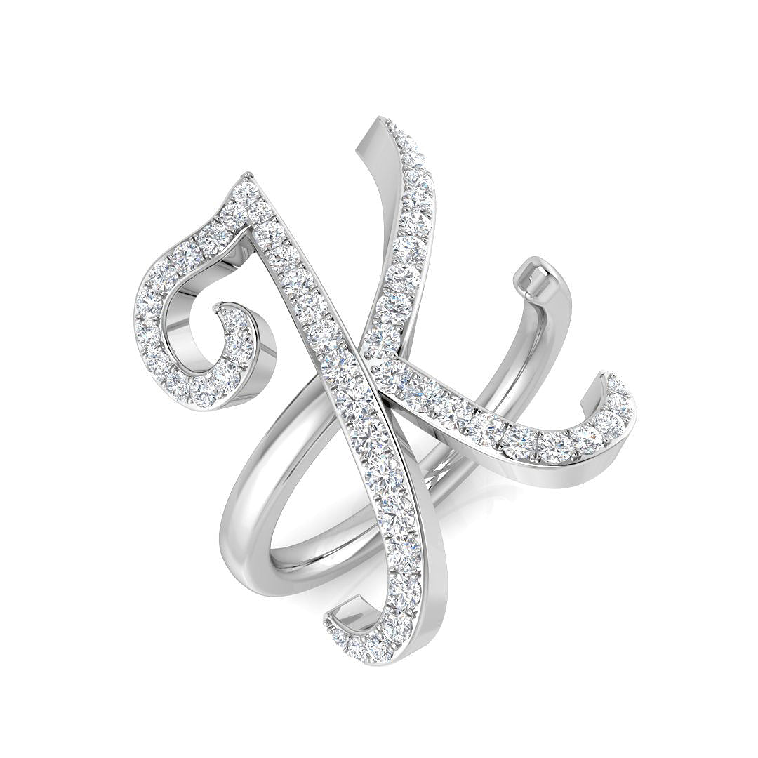 Sparkling Diamond Letter K Ring in Gold & in 10K/14K gold and platinum with certified lab-grown or natural diamonds