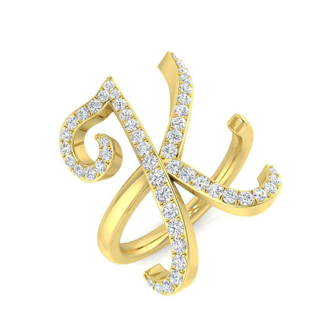 Sparkling Diamond Letter K Ring in Gold & in 10K/14K gold and platinum with certified lab-grown or natural diamonds