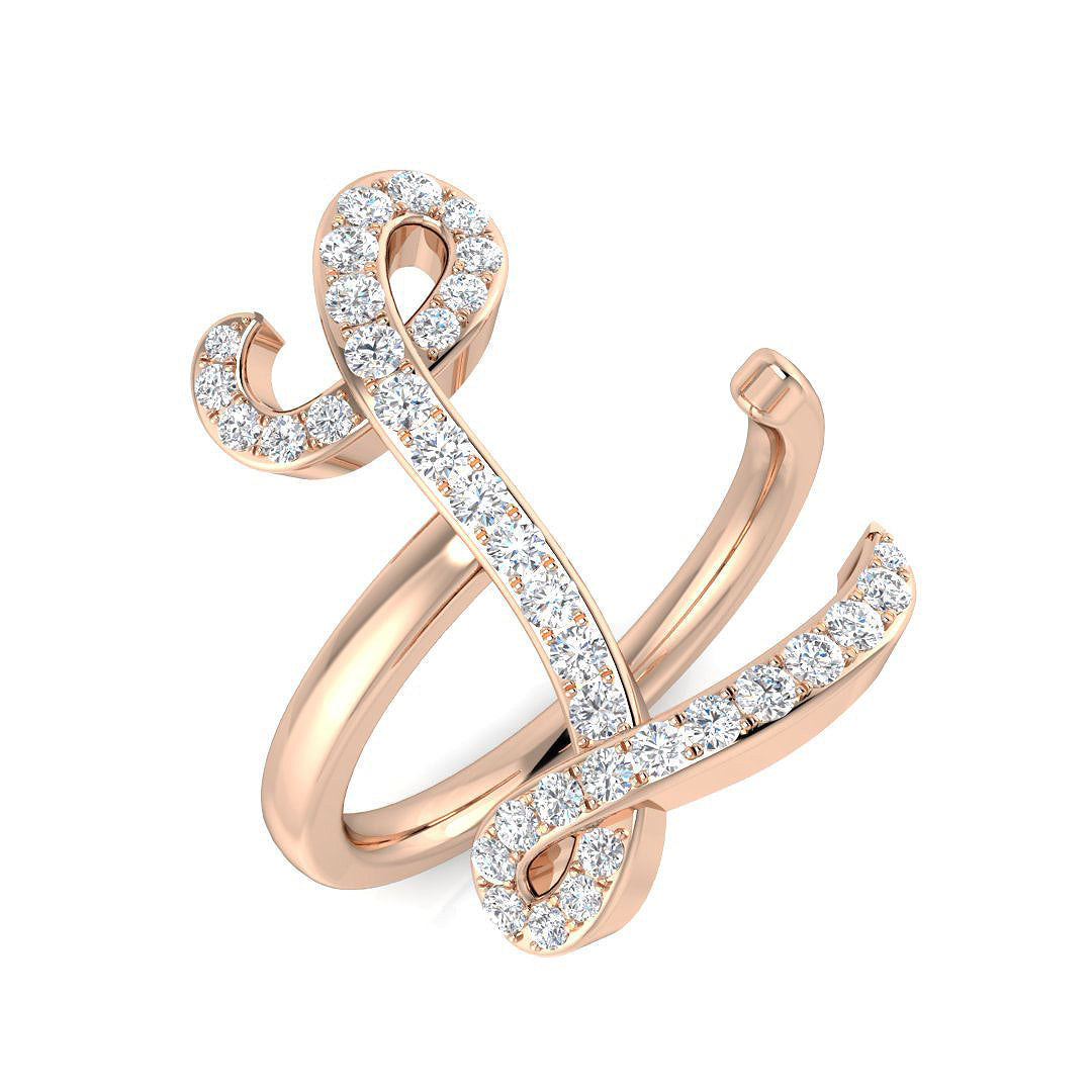 Luxury Diamond L Ring in 10K/14K gold and platinum with certified lab-grown or natural diamonds