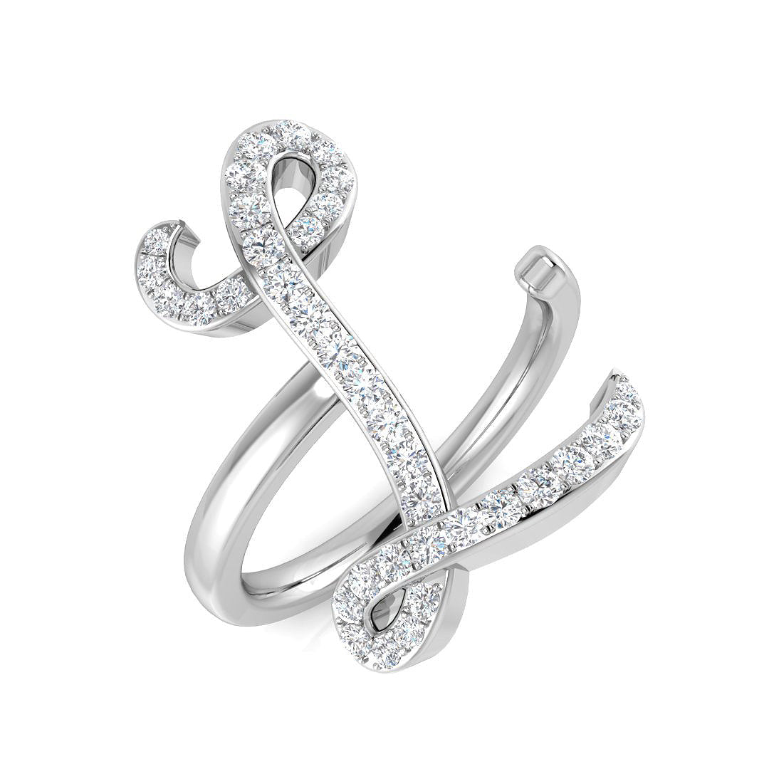 Luxury Diamond L Ring in 10K/14K gold and platinum with certified lab-grown or natural diamonds