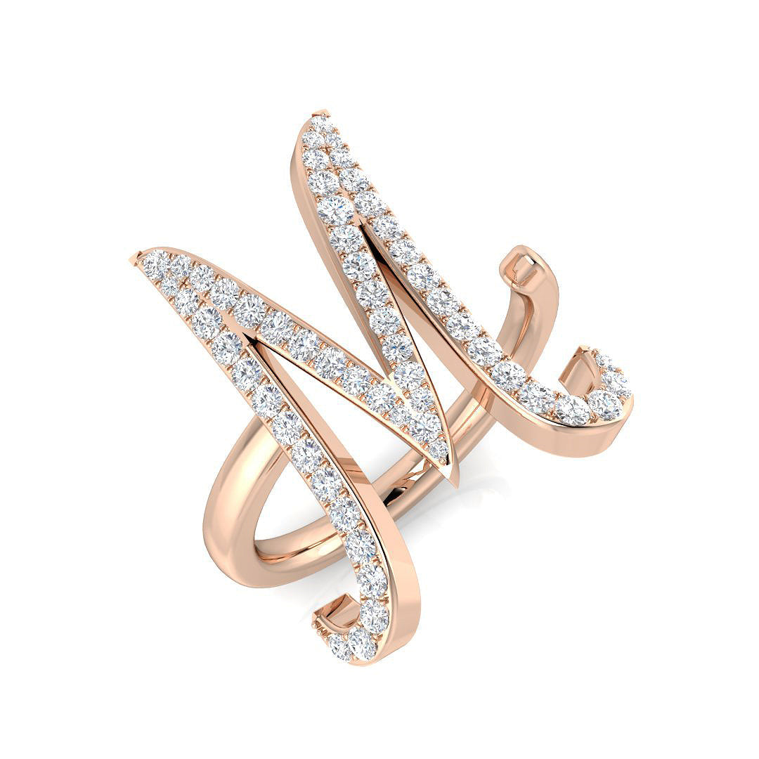 Classic Diamond M Initial Ring 0.50ct in 10K/14K gold and platinum with certified lab-grown or natural diamonds