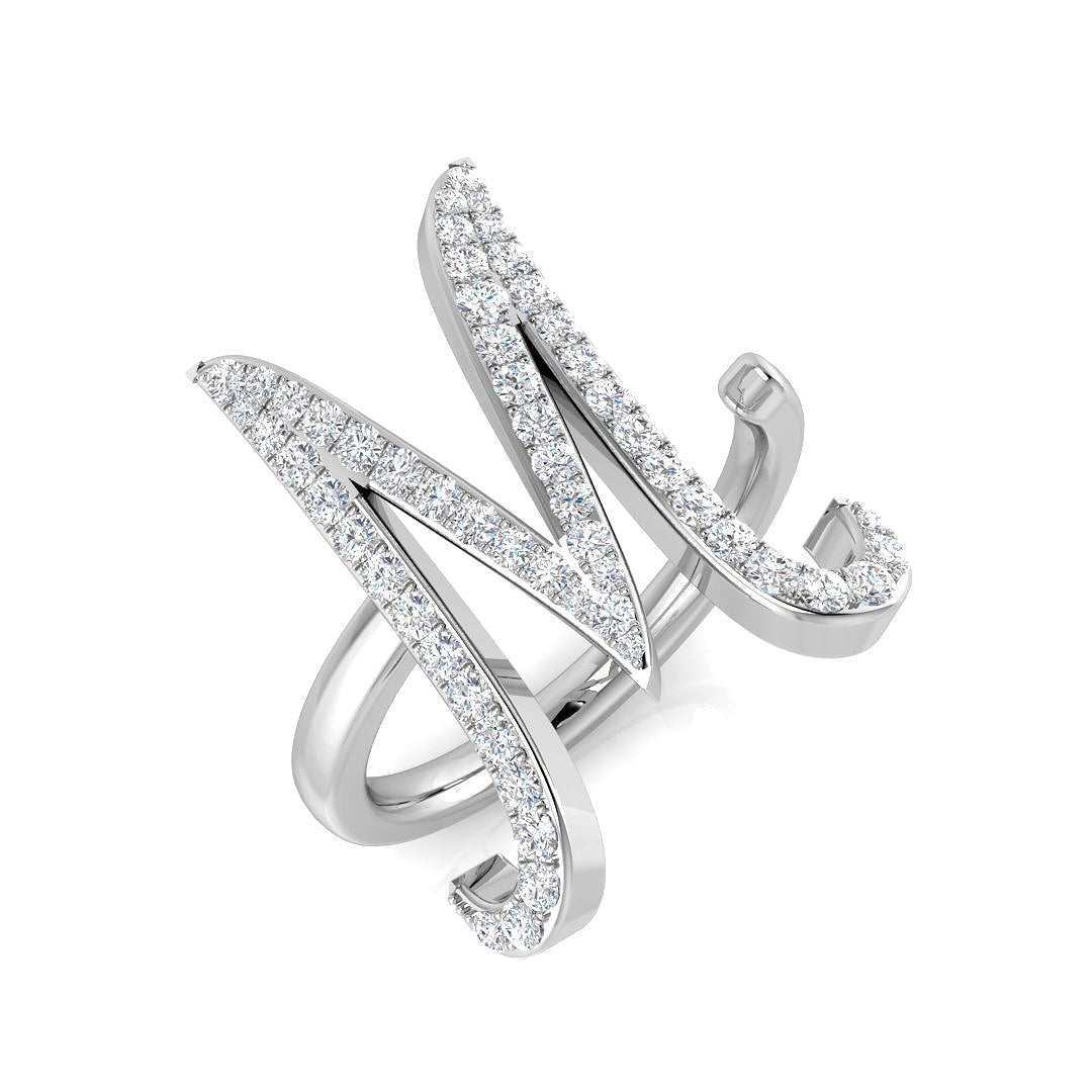 Classic Diamond M Initial Ring 0.50ct in 10K/14K gold and platinum with certified lab-grown or natural diamonds
