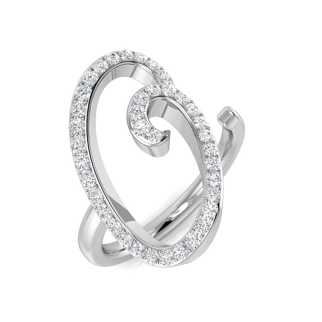 Stylish Diamond O Initial Ring 0.50ct in 10K/14K gold and platinum with certified lab-grown or natural diamonds