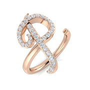 Pavé Diamond P Initial Ring 0.33ct in 10K/14K gold and platinum with certified lab-grown or natural diamonds