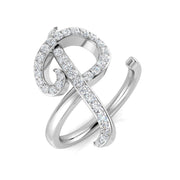 Pavé Diamond P Initial Ring 0.33ct in 10K/14K gold and platinum with certified lab-grown or natural diamonds