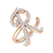 Premium Diamond R Initial Ring 0.50ct in 10K/14K gold and platinum with certified lab-grown or natural diamonds