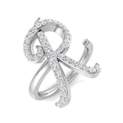 Premium Diamond R Initial Ring 0.50ct in 10K/14K gold and platinum with certified lab-grown or natural diamonds