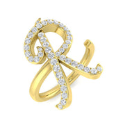 Premium Diamond R Initial Ring 0.50ct in 10K/14K gold and platinum with certified lab-grown or natural diamonds