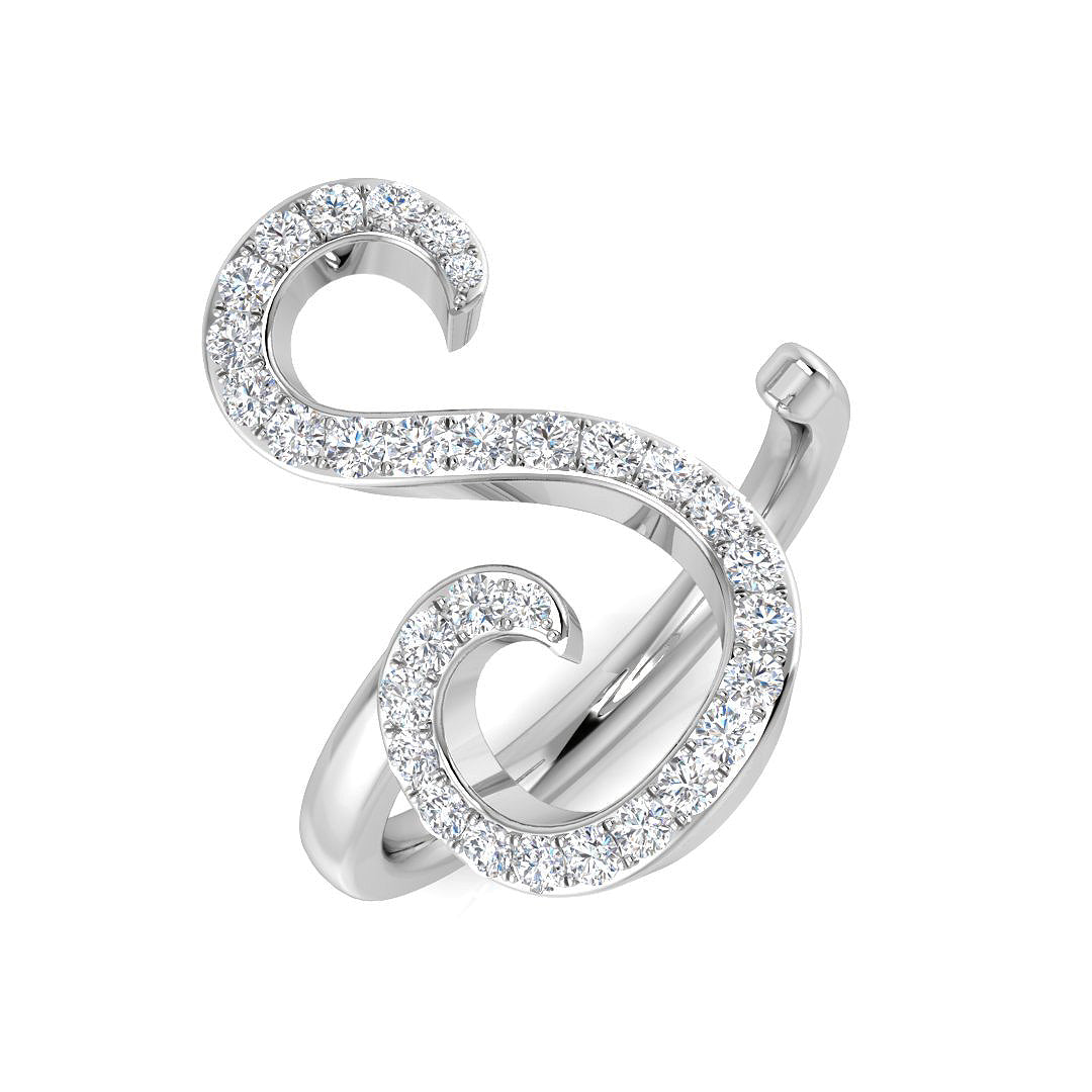 Luxury Diamond S Initial Ring 0.33ct in 10K/14K gold and platinum with certified lab-grown or natural diamonds