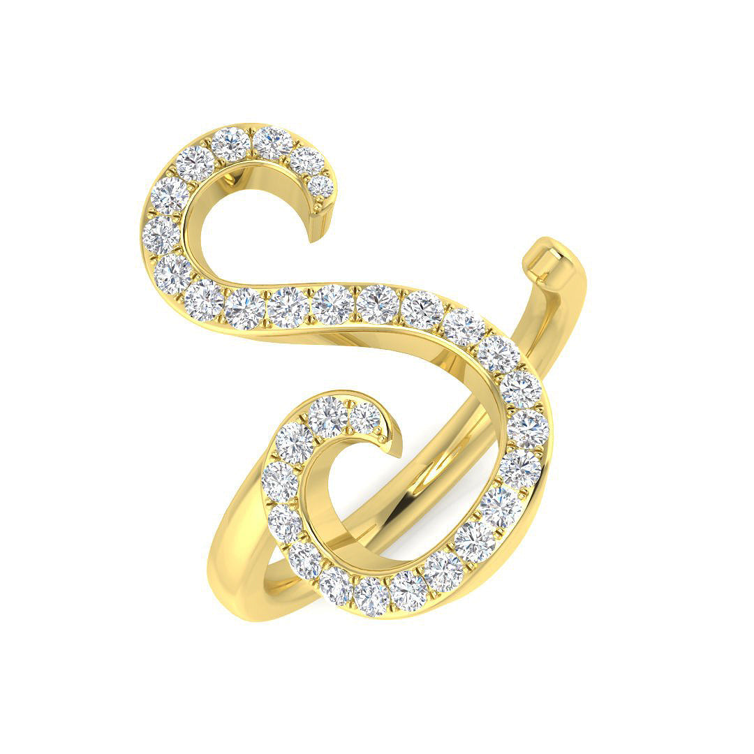 Luxury Diamond S Initial Ring 0.33ct in 10K/14K gold and platinum with certified lab-grown or natural diamonds