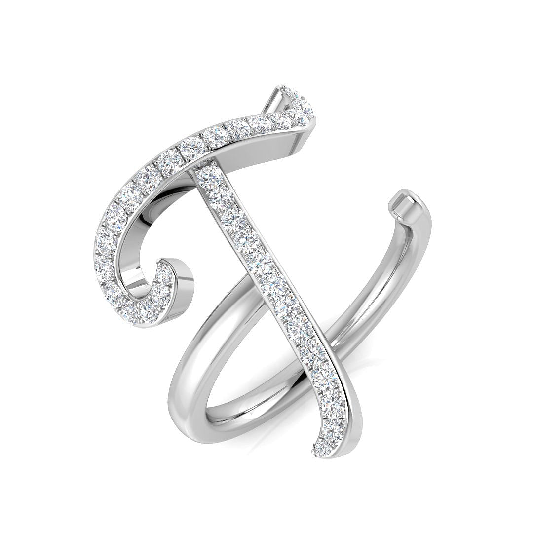 Statement Diamond T Initial Ring 0.33ct in 10K/14K gold and platinum with certified lab-grown or natural diamonds