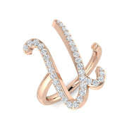 Pavé Diamond U Initial Ring 0.33ct in 10K/14K gold and platinum with certified lab-grown or natural diamonds