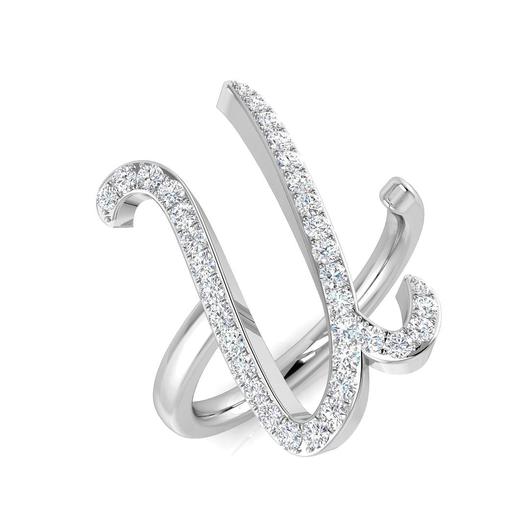 Pavé Diamond U Initial Ring 0.33ct in 10K/14K gold and platinum with certified lab-grown or natural diamonds