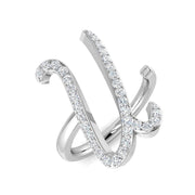 Pavé Diamond U Initial Ring 0.33ct in 10K/14K gold and platinum with certified lab-grown or natural diamonds