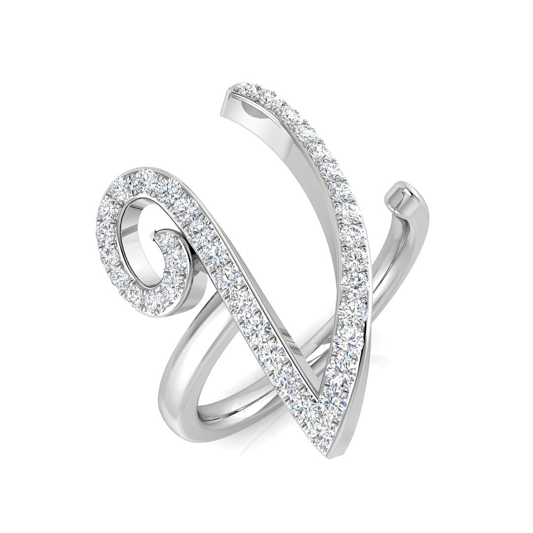 Statement Diamond V Initial Ring 0.50ct in 10K/14K gold and platinum with certified lab-grown or natural diamonds