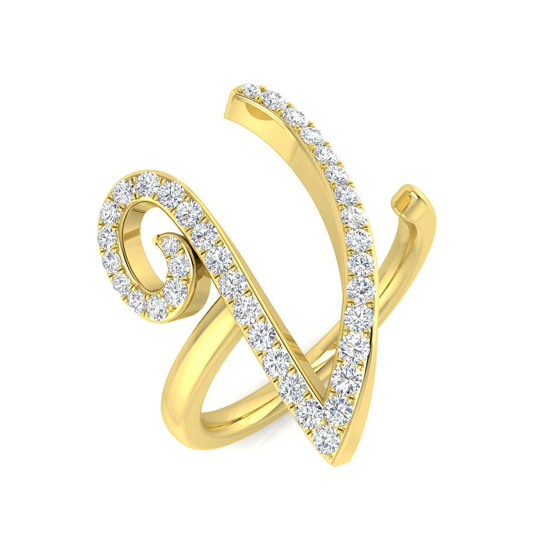 Statement Diamond V Initial Ring 0.50ct in 10K/14K gold and platinum with certified lab-grown or natural diamonds