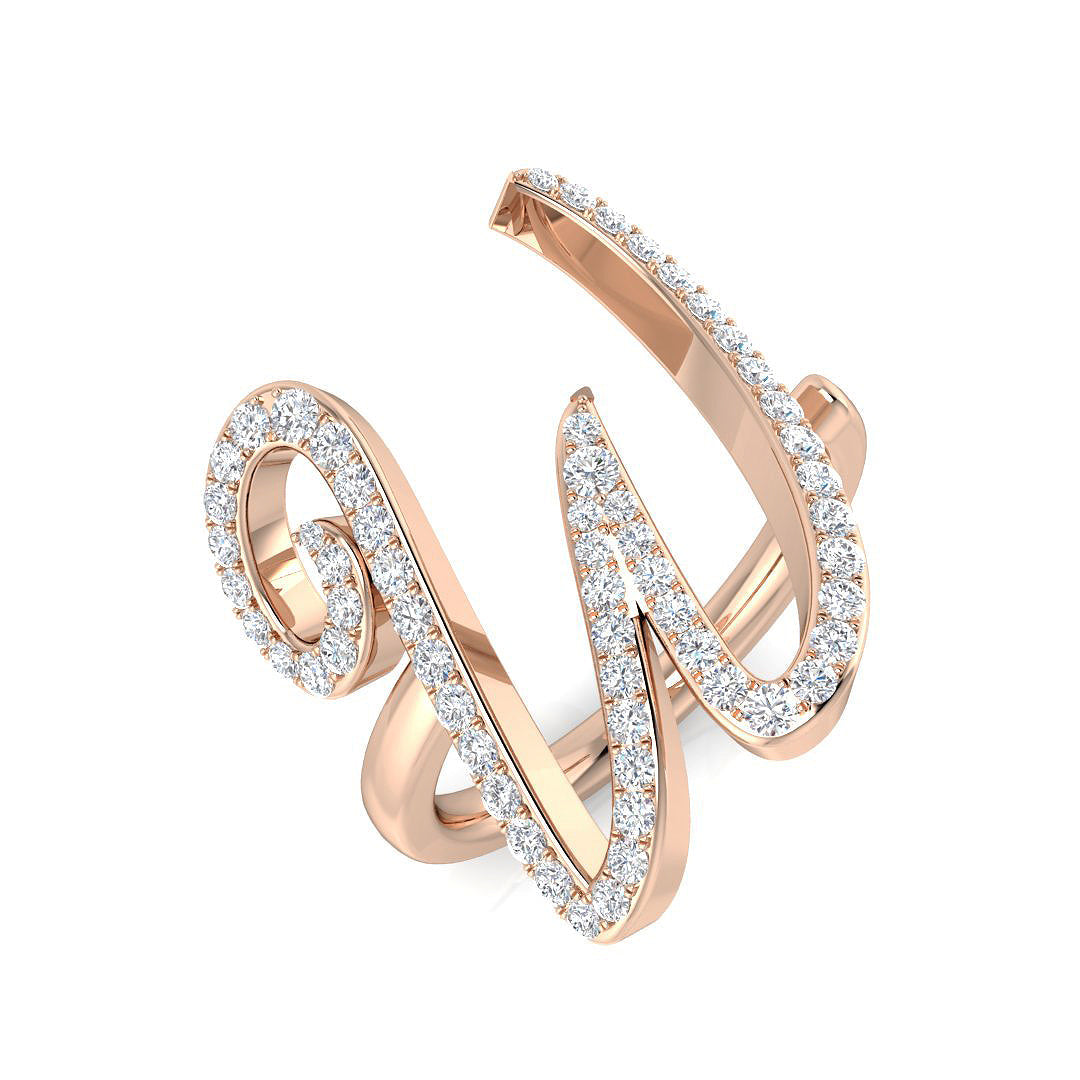 Luxury Diamond W Initial Ring 0.50ct in 10K/14K gold and platinum with certified lab-grown or natural diamonds