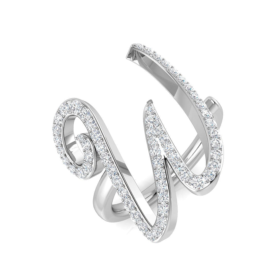 Luxury Diamond W Initial Ring 0.50ct in 10K/14K gold and platinum with certified lab-grown or natural diamonds